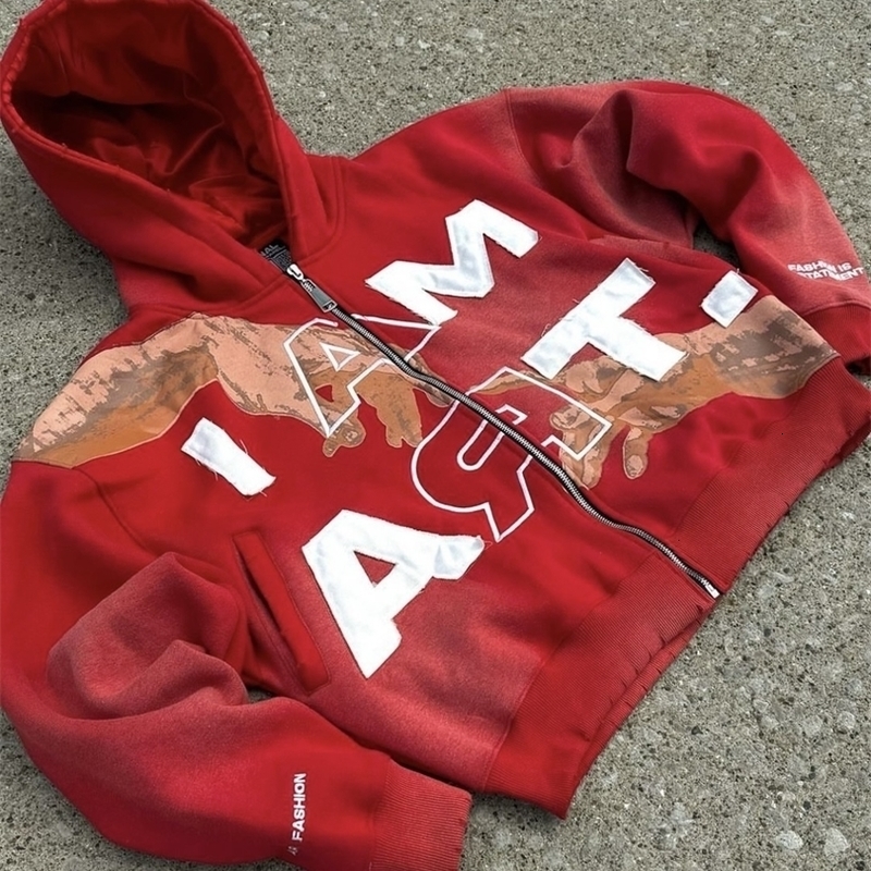 Alphabet printing large graphic hooded sweatshirt fashion street Harajuku style hiphop Y2k 240816