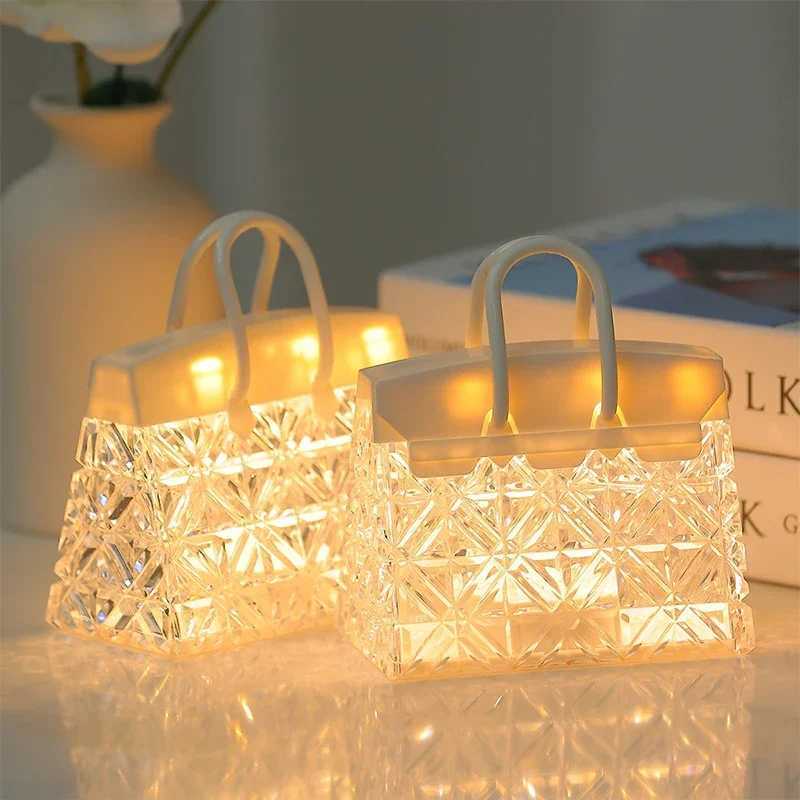 Creative night light acrylic crystal handbag with handbag childrens gift bedside atmospheric decoration LED small table lamp W240816