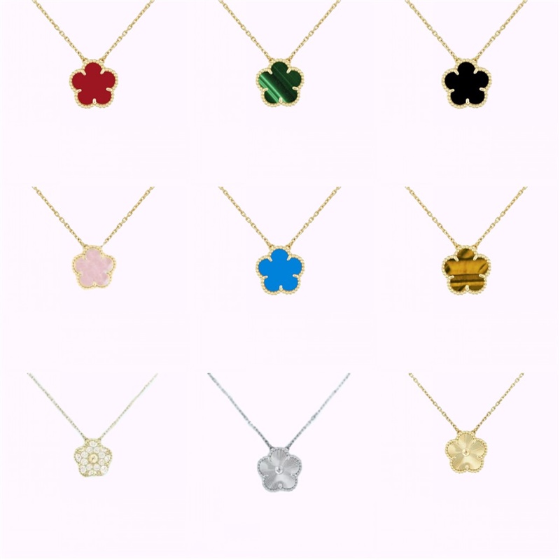 Luxury necklace plated gold necklace four leaf clover designer necklace for woman designer jewelry flower 15mm size pink blue pearl necklace simple fashion ho01 C4