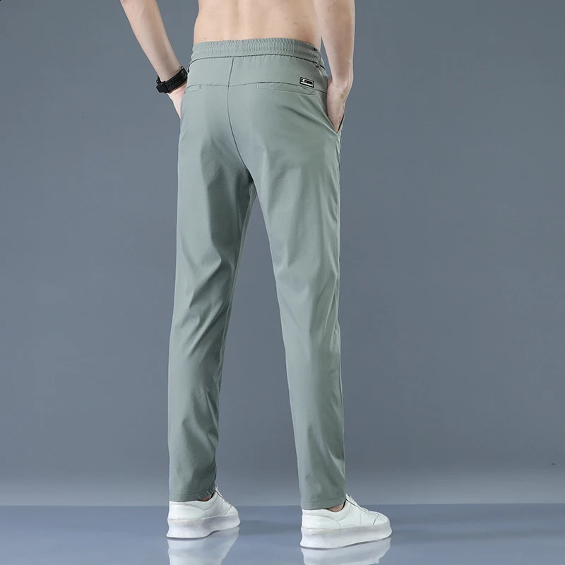 Spring Summer Mens Casual Pants Slim Pant Straight Thin Trousers Male Fashion Stretch Khaki Jogging 28-38 240819