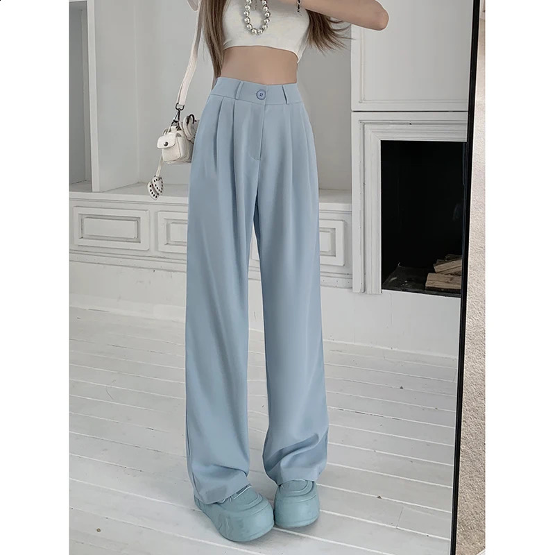 Women Suit Pants Elastic Waist Slimming Casual Pants Autumn Loose Wide Leg Pants Womens High Waist Draped Pants Trendy Pants 240816