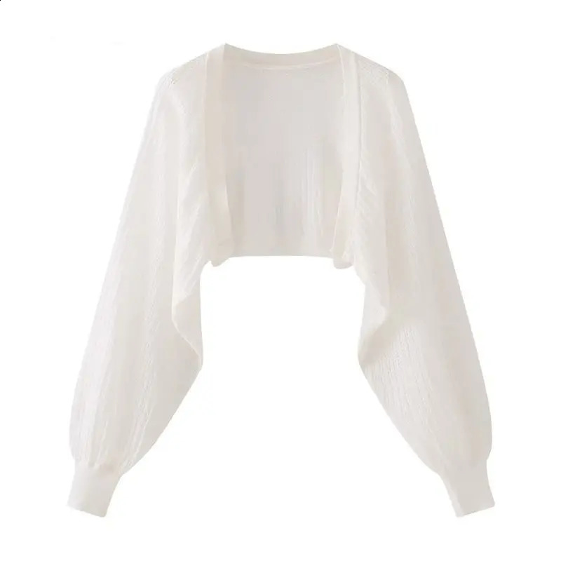 French Ice Silk Knitted Sun-Proof Cardigan Top Womens Summer Thin Jacket Waistcoat Suspender Skirt Shawl Outer Match 240819