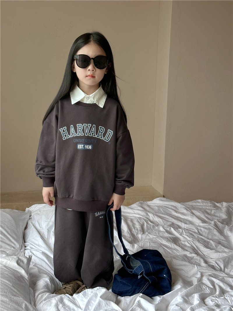 Children's 2024 Autumn New Product Boys' Letter Printed Sports Baby Hoodie and Pants Two Piece Set Trendy F53.9-08.19