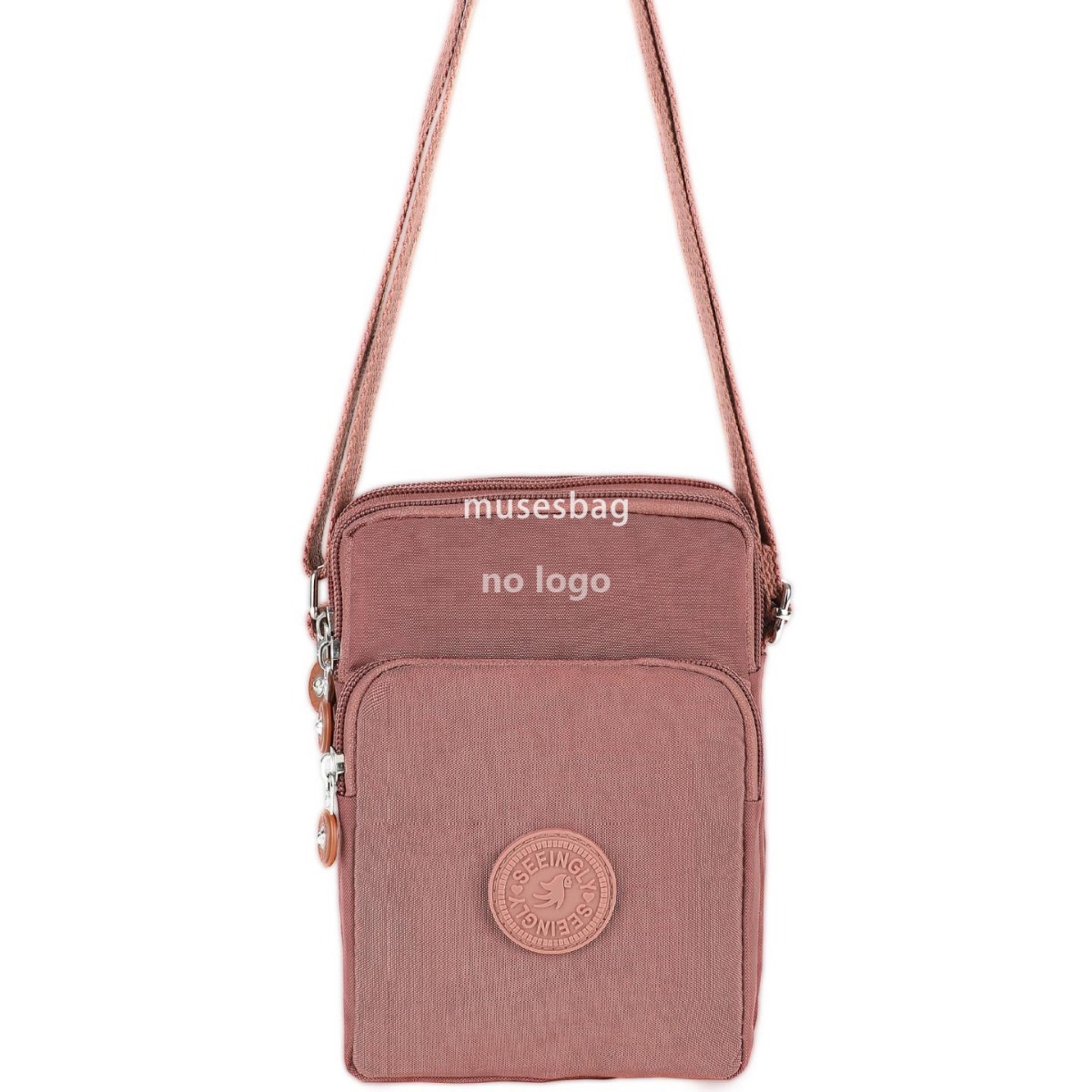 Foreign trade vertical simple bag female Korean version simple zipper single shoulder crossbody vertical version nylon mobile phone bag wholesale