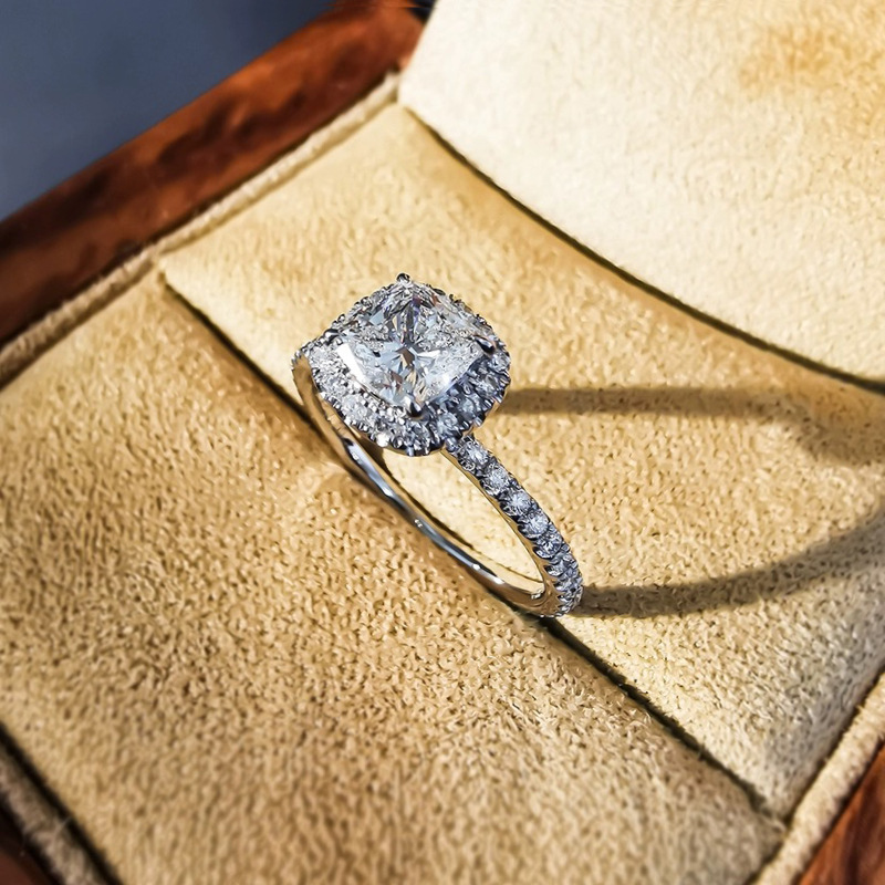 Infinity 6MM 1CT Moissanite Wedding | Sterg Sier Cushion Cut Halo Ring for Women dh5727163