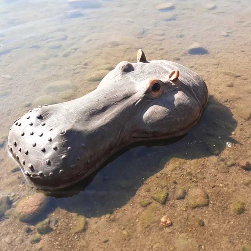 Creative resin floating crocodile hippopotamus horror statue outdoor garden pond decoration home garden Halloween decoration W240817