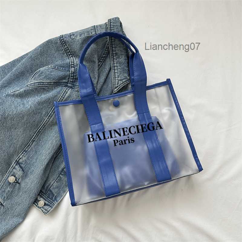 Cross Body Large Capacity Fashionable Transparent Handbag Jelly Beach Printed Womens Baozi Mother Shoulder Tote Bag Y2408190B5P6T5T