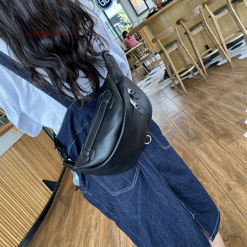 Swissmilitary Versatile Chest for Women 2024 Summer Trendy and Fashionable Crossbody Dumpling Texture Soft Leather Casual Small Bag #32