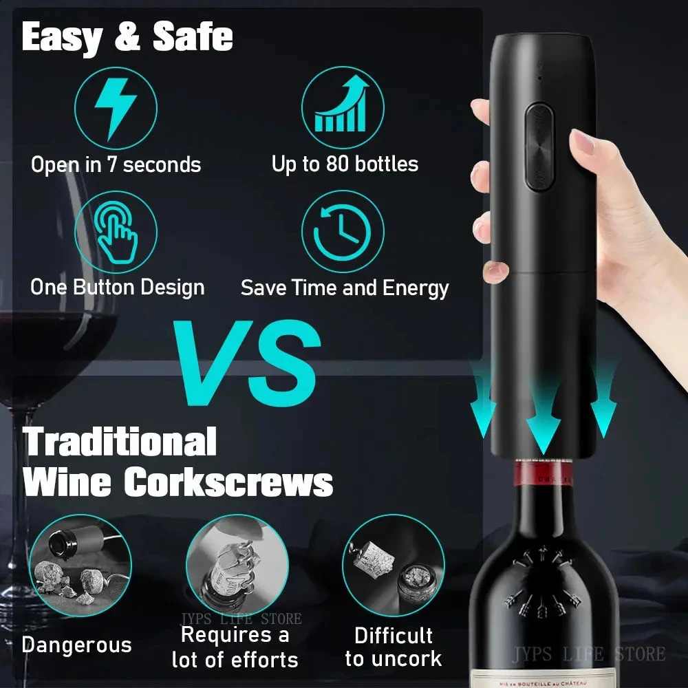 Electric bottle opener automatic wine air heater rechargeable wine cork bottle opener foil cutter wine enthusiast kitchen tool gift 240819