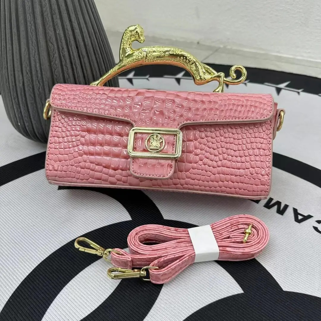 er Leather Pattern Fashion Handbag Leopard Shape Metal Handle High Quality Crossbody Womens Bag 240816 acae