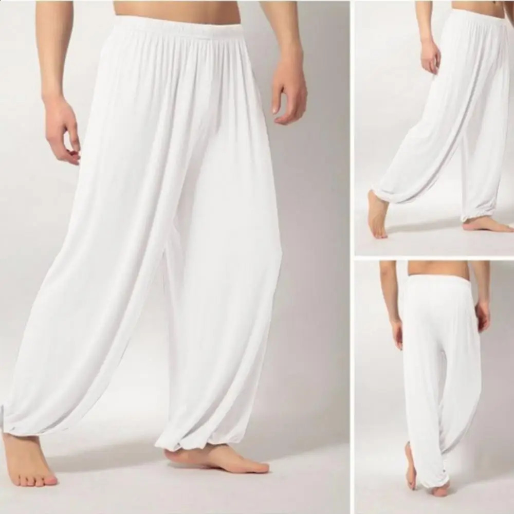 Yoga Pants Mens Casual Solid Color Baggy Trousers Belly Dance Yoga Harem Pants Slacks sweatpants Trendy Loose Dance Clothing 240816
