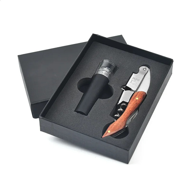 Wine Bottle Opener Set Professional Waiter Cork Stove Stainless Steel Bottle Opener and Vacuum Stopper Wine Dispenser Kitchen Accessories 240819