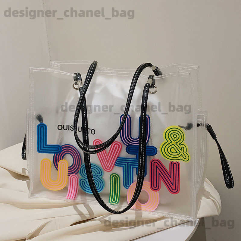 Shoulder Bags Versatile transparent jelly bag for women with large capacity 2024 new fashion niche portable shoulder bag tote bag spring and summer T240820