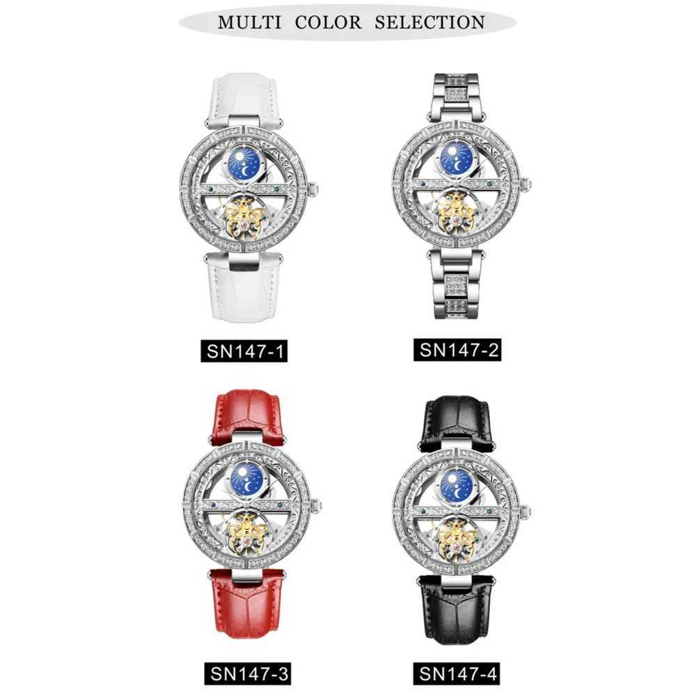 Luxury womens waterproof skeleton Touillon mechanical luminous beauty elegant mechanical W250104