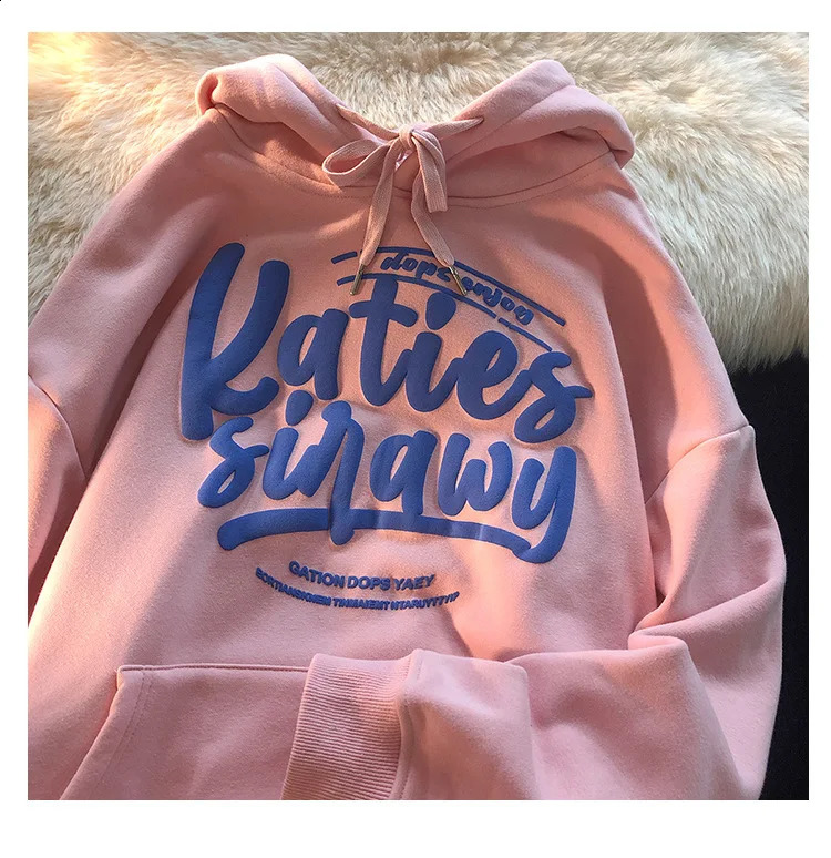 Spring Letter Print Hoodies Pullover Harajuku Sweatshirt Womens Autumn Winter Korean Leisure Baggy Hooded Tops Y2k Clothes 240816