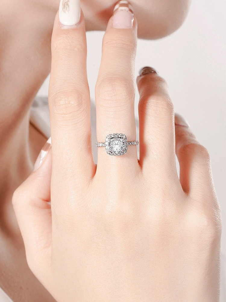 Infinity 6MM 1CT Moissanite Wedding | Sterg Sier Cushion Cut Halo Ring for Women dh5727163
