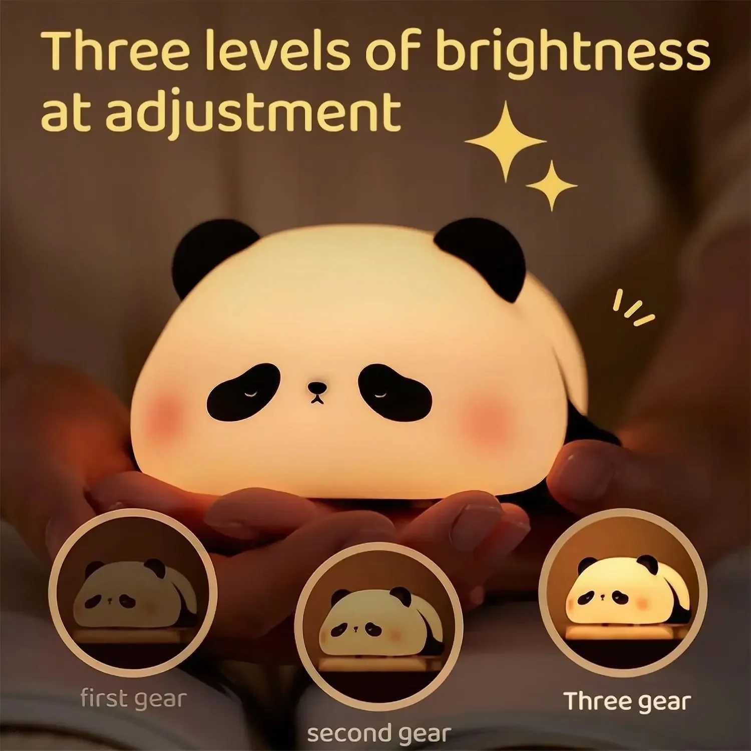 LED Panda silicone lamp rechargeable eye protection lamp Pat night light dimming sleep bedside lamp birthday gift bedroom decoration W240816