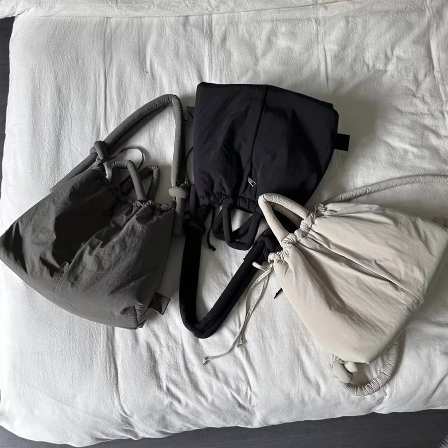 Fashion Padded Shoulder Cotton Quilted Backpack Down Space er Bags for Women Casual Drawstring Bag Shopper Purse 240819 14ea 4