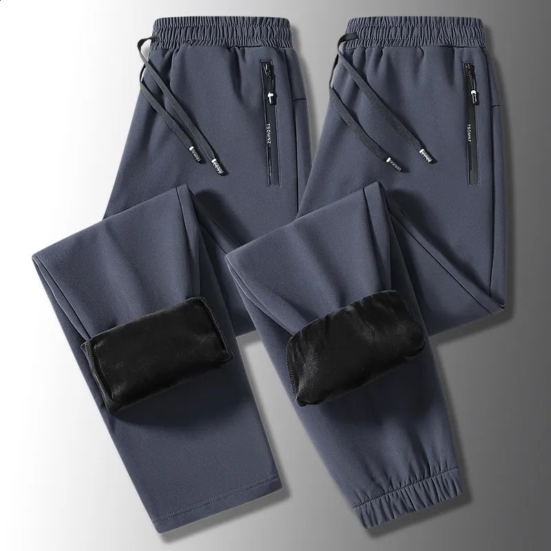 Mens Winter Warm Padded Sports Pants Waterproof Outdoor Rushing Pants Casual Loose Drawstring Thick Large Size Jogging Pants 240822