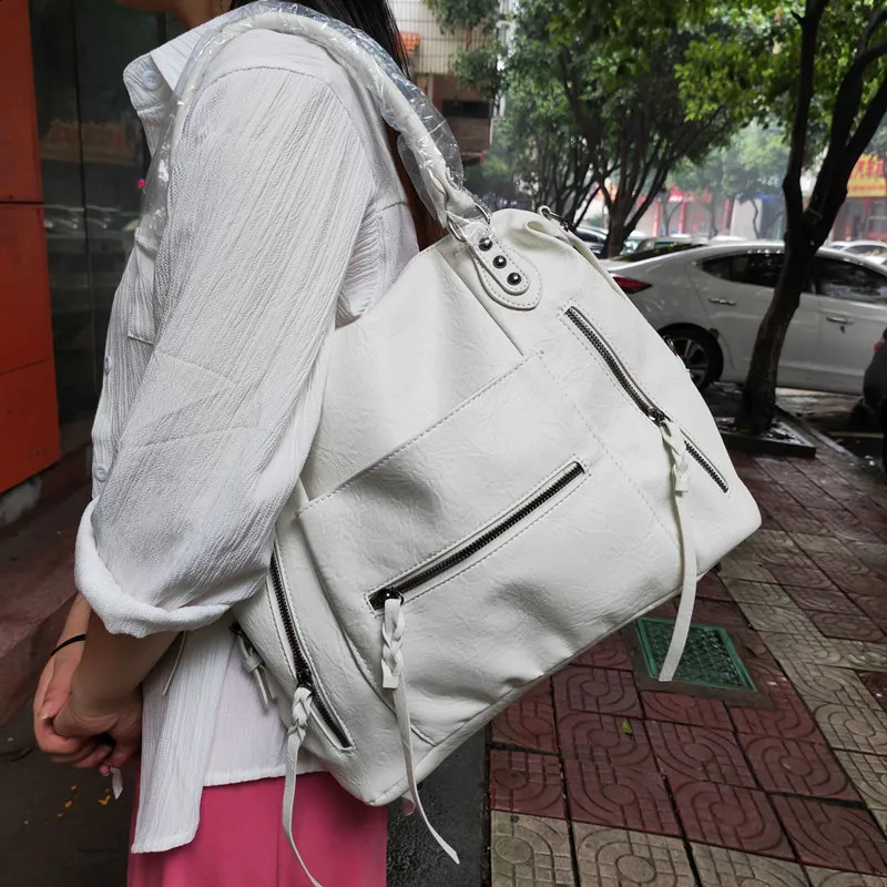 Retro n PU leather Boston womens bag casual large capacity shoulder cross body fashion shopping 240820