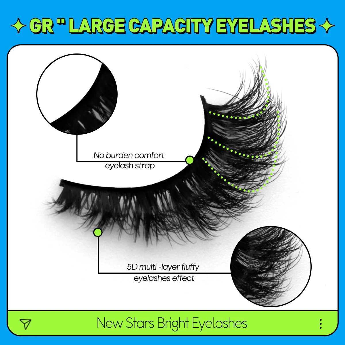 Groinneya eyelashes 5/10/20 double 3D artificial mink fluffy false eyelashes dramatic curly eyelashes eyelash extension makeup W240803