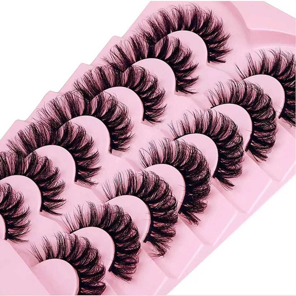 7 pairs of fake eyelash curlers artificial mink fur fluffy eyelashes dramatic D-curls 18mm thick eyelashes W240803