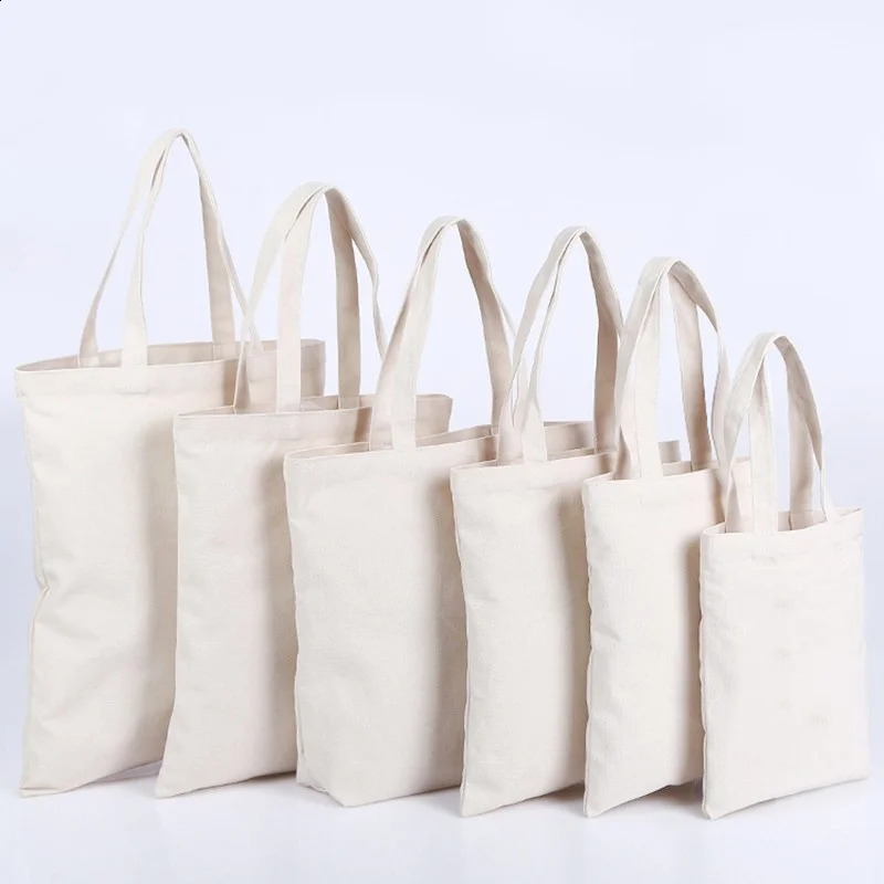 ISKYBOB Large Capacity Canvas Bag Shoulder Handbag Beige Folding Eco Tote Bags Reusable DIY Grocery Storage Shopping y240925