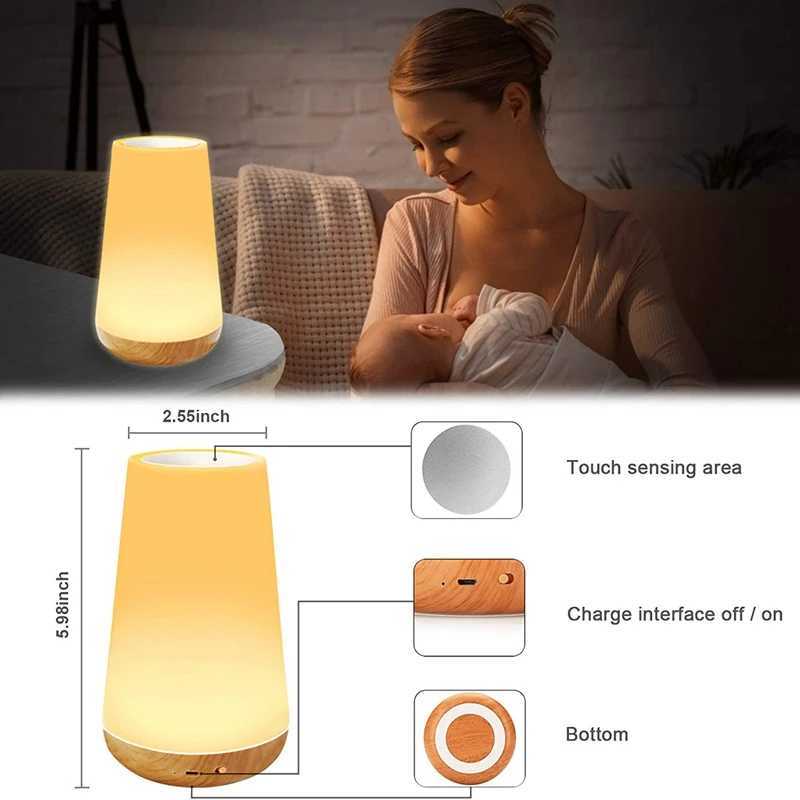 Luminous contact light USB LED color portable bedside lamp RGB light with remote control suitable for baby crib office W240816