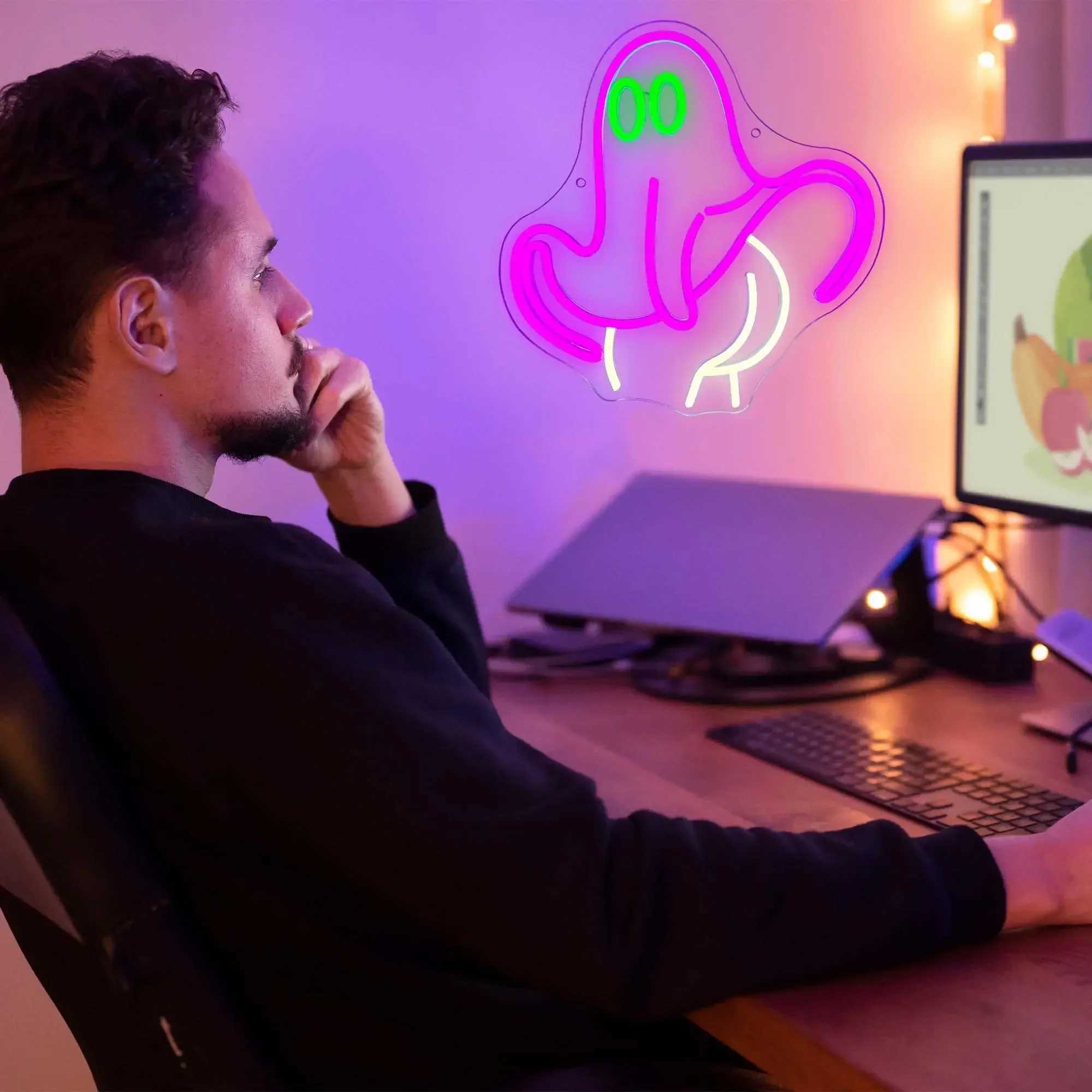 Halloween Ghost Led Neon Sign LED Sign Neon Light Signs for Wall DecorBedroom Game Room Party Gifts for Teens Y240817