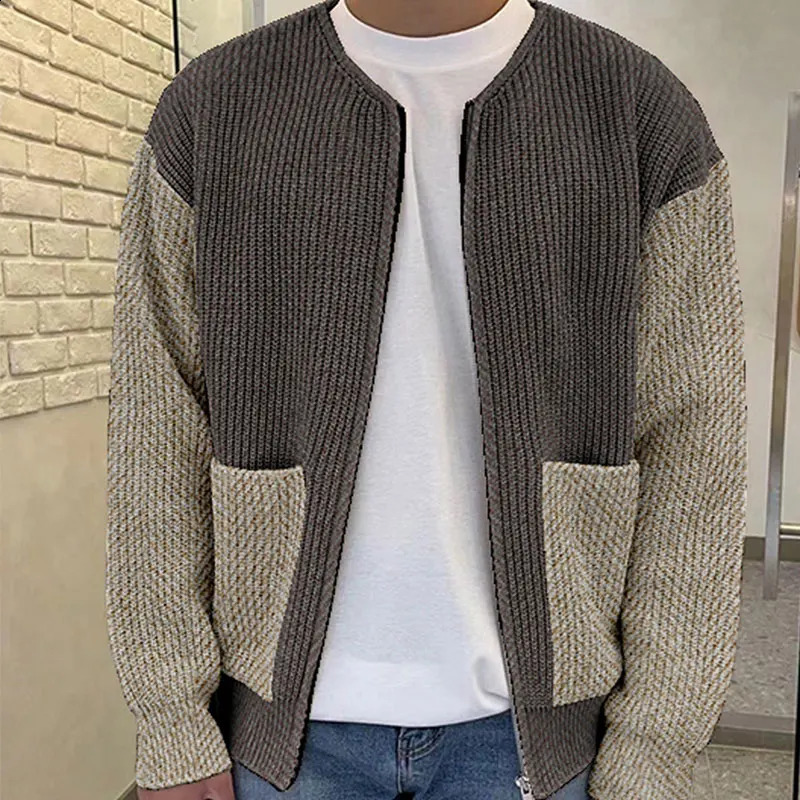 Mens Knitted Sweater Winter Thick Crew Neck Zipper Rib Knit Sweater Fashion Warm Casual Knitwear Coat Cardigan Men Clothing 240816