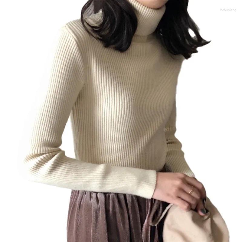 Women's Sweaters: Turtleneck Style Knitted Top, Long Sleeve Solid Base Layer Inner