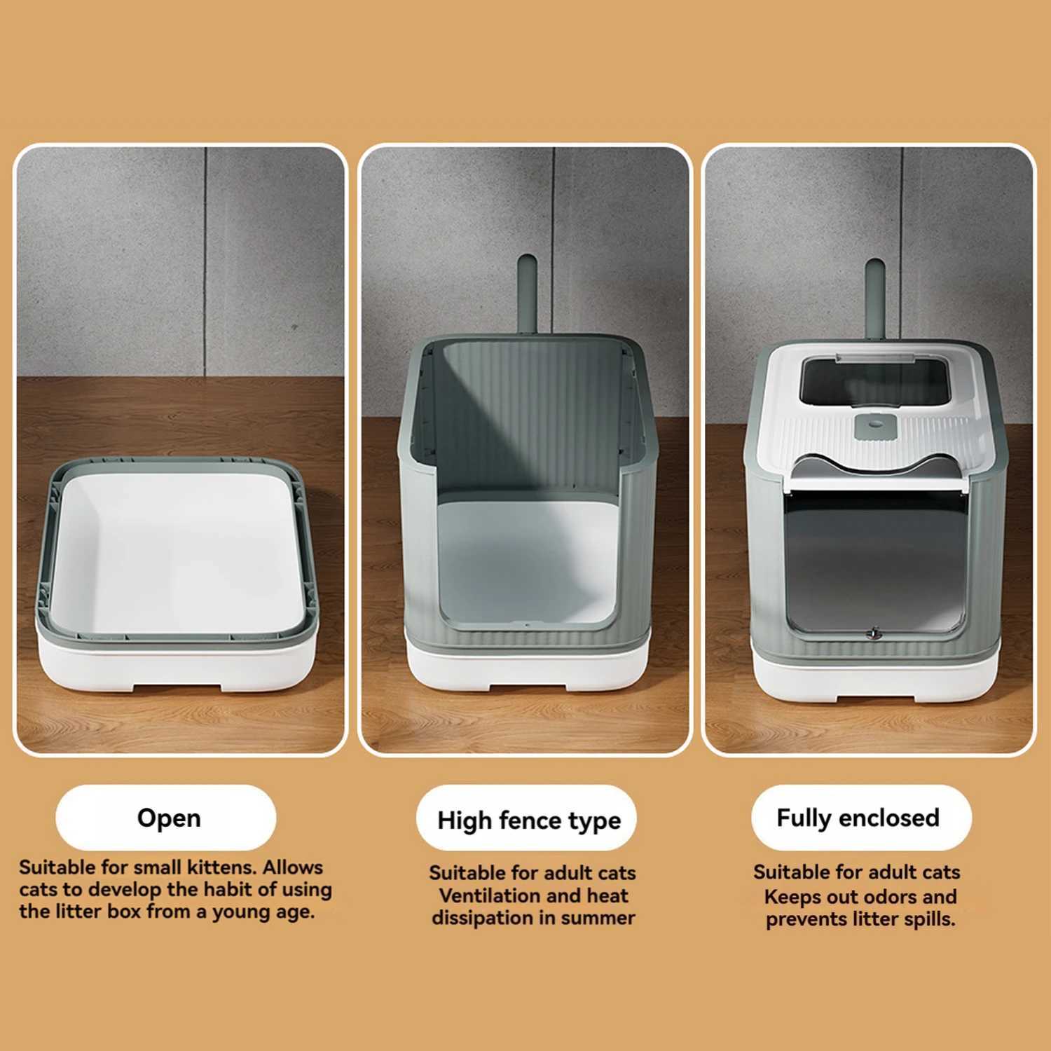 Pet Box UV Lights Top Drawer Litter Pan Fully enclosed with in/out door control Disinfecting and deodorizing For cat Y240819