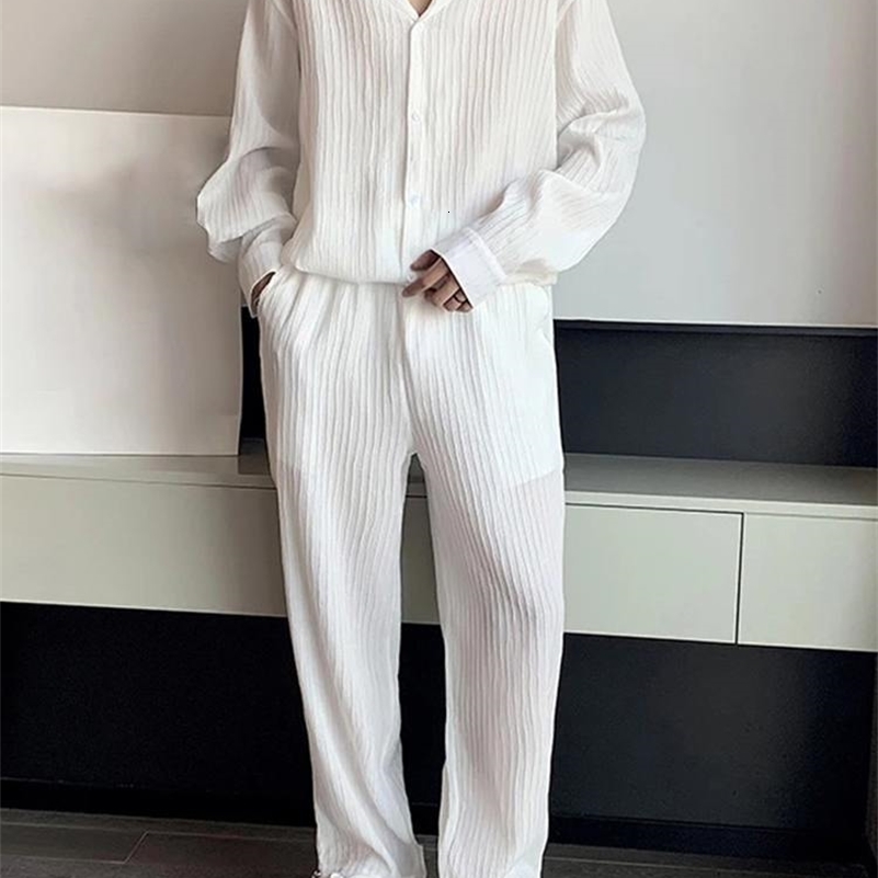 Fashion Casual Style Men Sets INCERUN Long-sleeved Shirts Trousers Sets Stylish Mens Striped Suit 2 Pieces S-5XL 240816