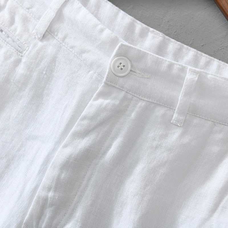 Pure Linen Shorts for Men 2023 Summer New Fashion Solid White Loose Holiday Shorts Man Casual Plus Size Button Fly Short PantsXJ240817