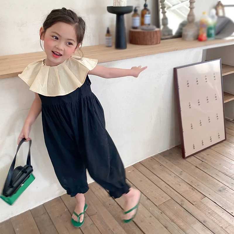 Childrens jumpsuit childrens tight fitting suit jumpsuit full body harem pants detachable jumpsuit sleeveless game suit childrens loose fitting set W2