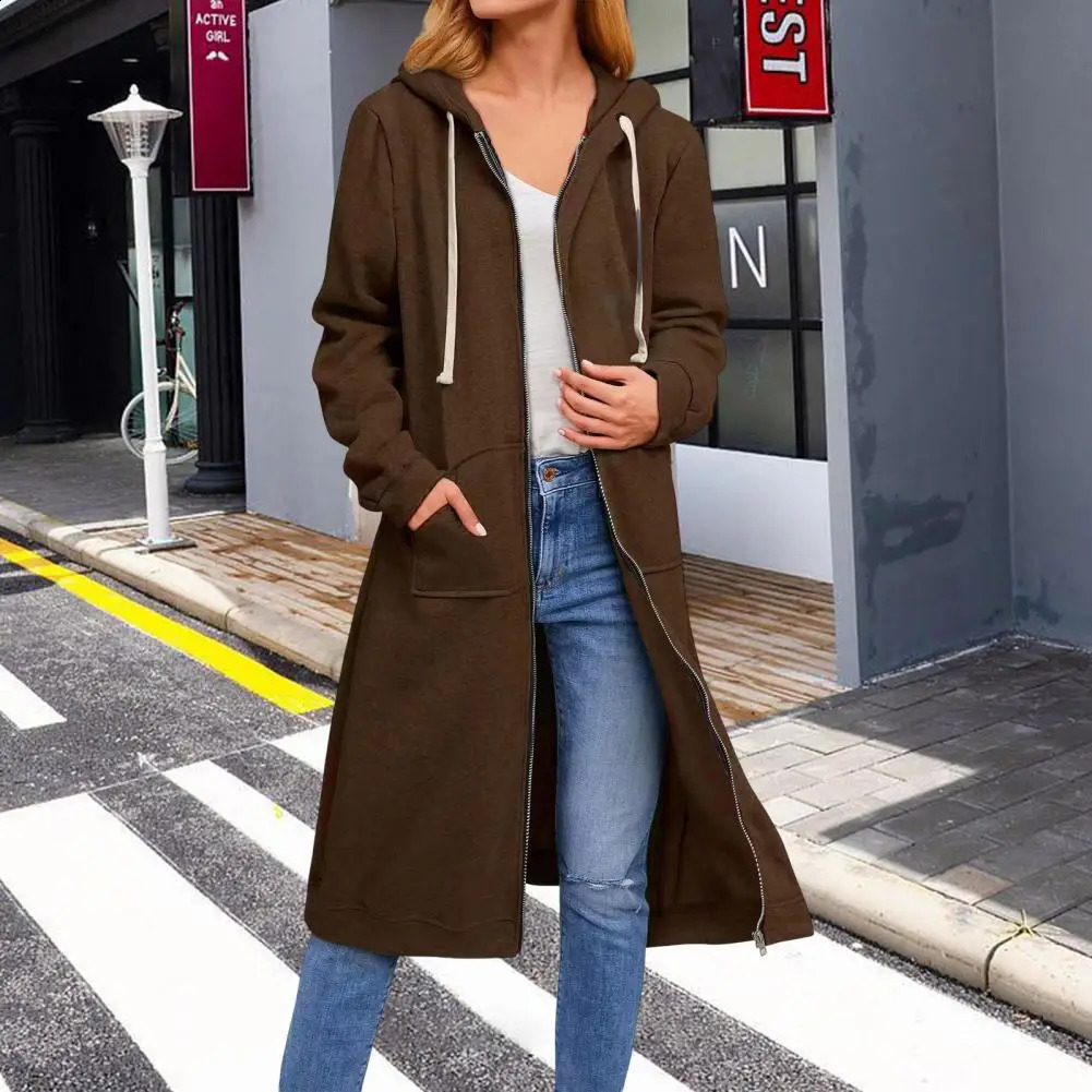 Simple Cardigan Warm Cotton Blend Long Length Women Winter Coat 240819