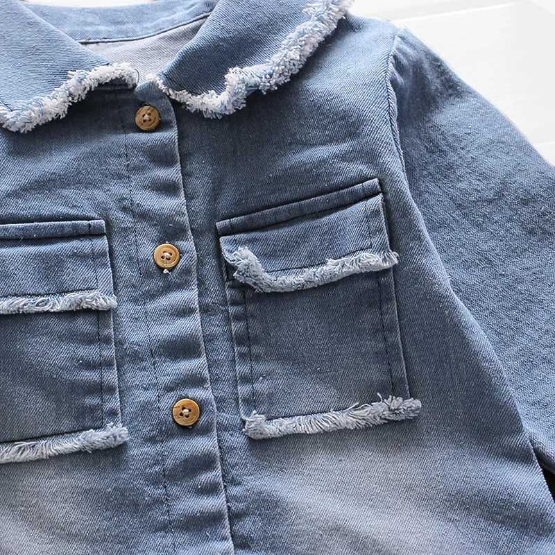 DIIMUU baby girl clothing childrens top denim pants fashionable childrens casual jumpsuit long sleeved Trouser W240806