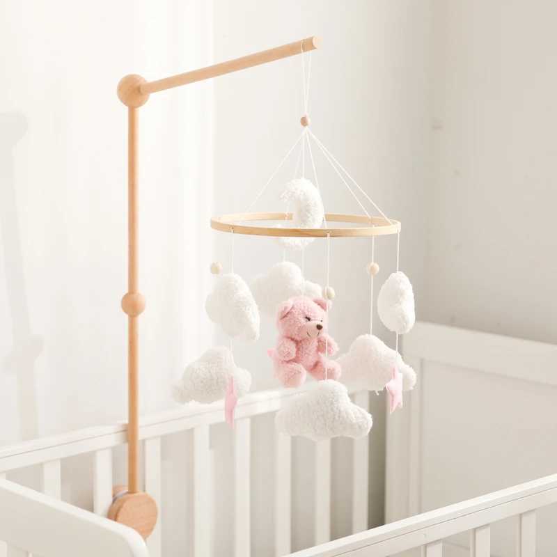 Crib Mobile Decor Cartoon Pink Bear Baby Mobile for Bassinet Baby 0 12 Months Toys Wooden Rattle Bed Bell Crib Mobile Arm BellXJ240817