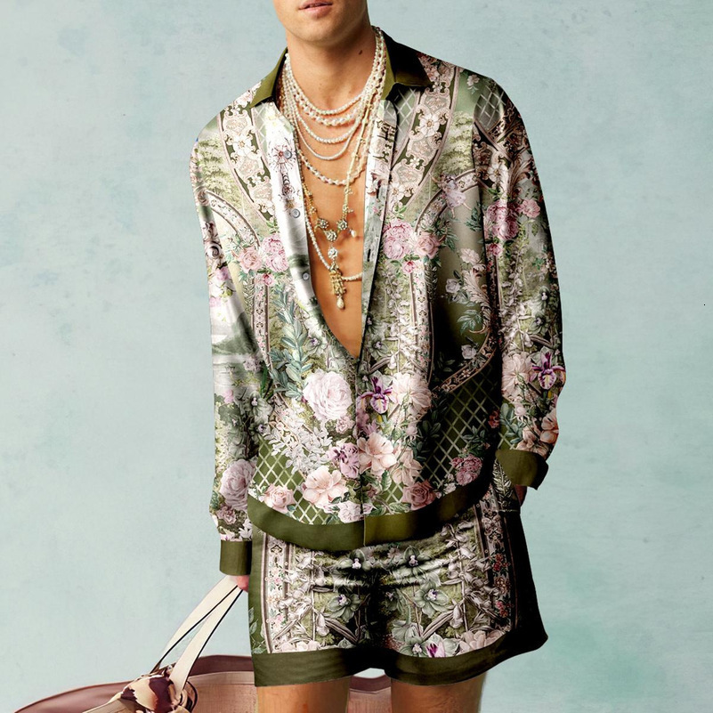 Botanical Pattern Shirt Sets 3D Print Men Casual Fashion Shirts Oversized Beach Shorts Summer Streetwear Hawaiian Suits Clothing 240816