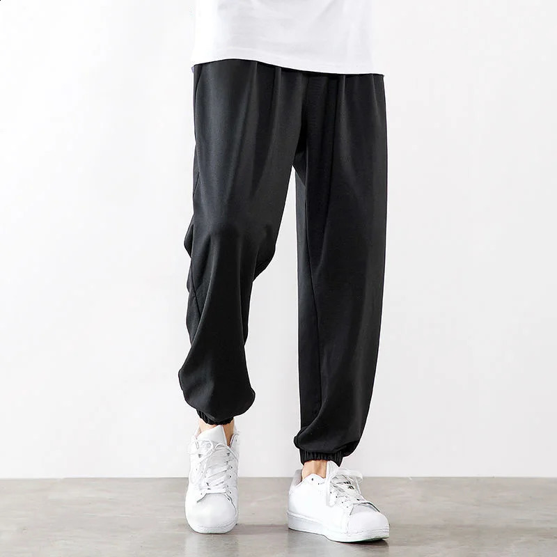 Summer Breathable Ice Silk Thin Quick Dry Running Pants Men Joggers Sportswear Baggy Trousers Male Casual Sweatpant Streetwear 240819