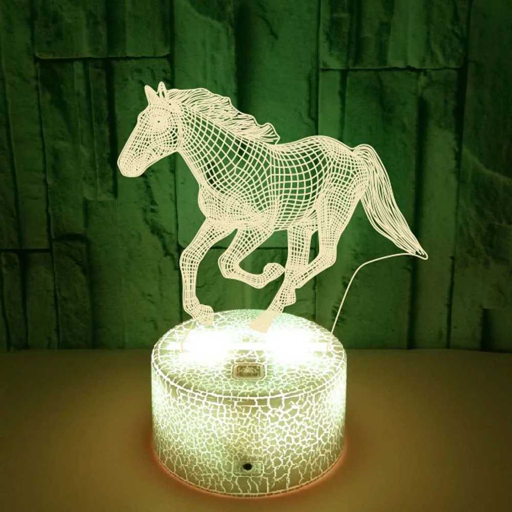3D Fantasy Lamp LED Childrens Night Light Horse Table Lamp Bedroom Holiday Christmas Lamp Childrens Decorative Gift W240816