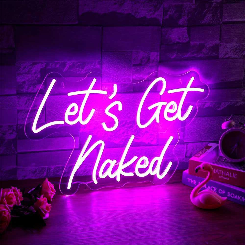 Lets Get Naked Neon Light Sign Bathroom LED Lamp Shower Man Cave Luminous Sign Room Party Event Art Wall Decoration Gift Y240817
