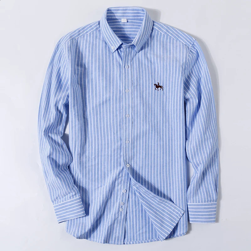 S~6XL Large Size 100% Cotton Oxford Mens Shirt Long Sleeve Soft Formal Business Office Fashion Casual Quality Mens Clothing 240818
