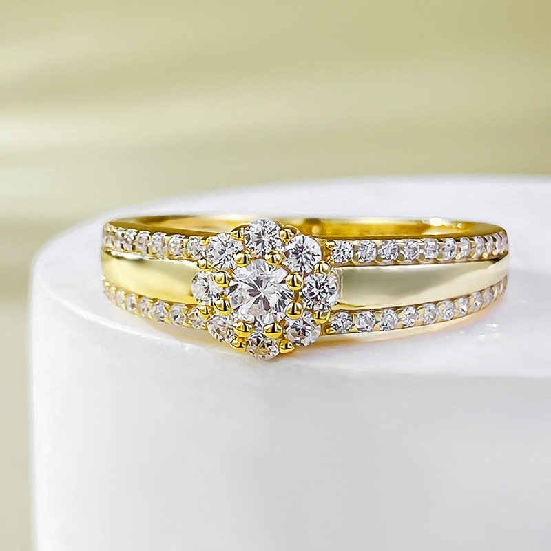 Ins Top Sell Wedding Designer Rings Handmade Vintage Jewelry Real 100% 925 Sterling Silver Gold Fill Round Cut White Moissanite Diamond Party Women Fl