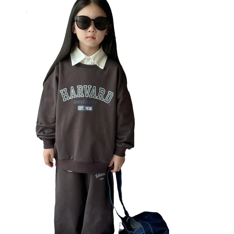 Children's 2024 Autumn New Product Boys' Letter Printed Sports Baby Hoodie and Pants Two Piece Set Trendy F53.9-08.19