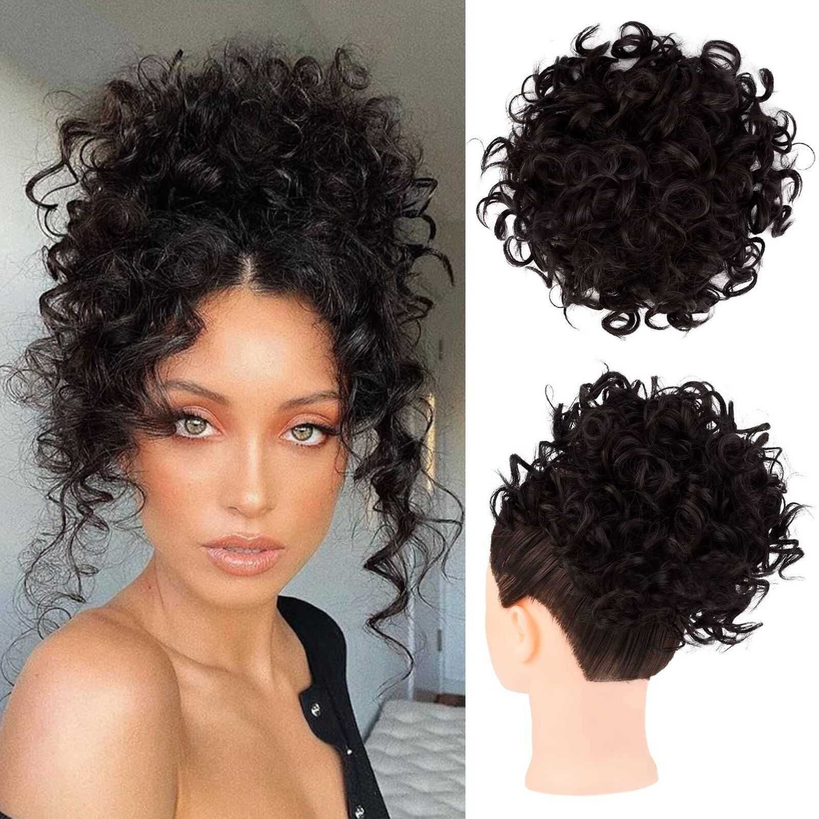 Synthetic Wigs High temperature silk synthetic wig with ponytail drawstring small curly short curly hair hair bun Q240819