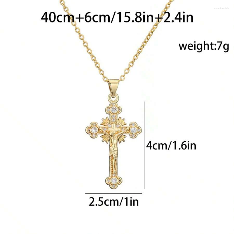 Shiny Gold Cross Pendant Necklace with Rhies - Hip Hop Jewelry for Men and Women 4