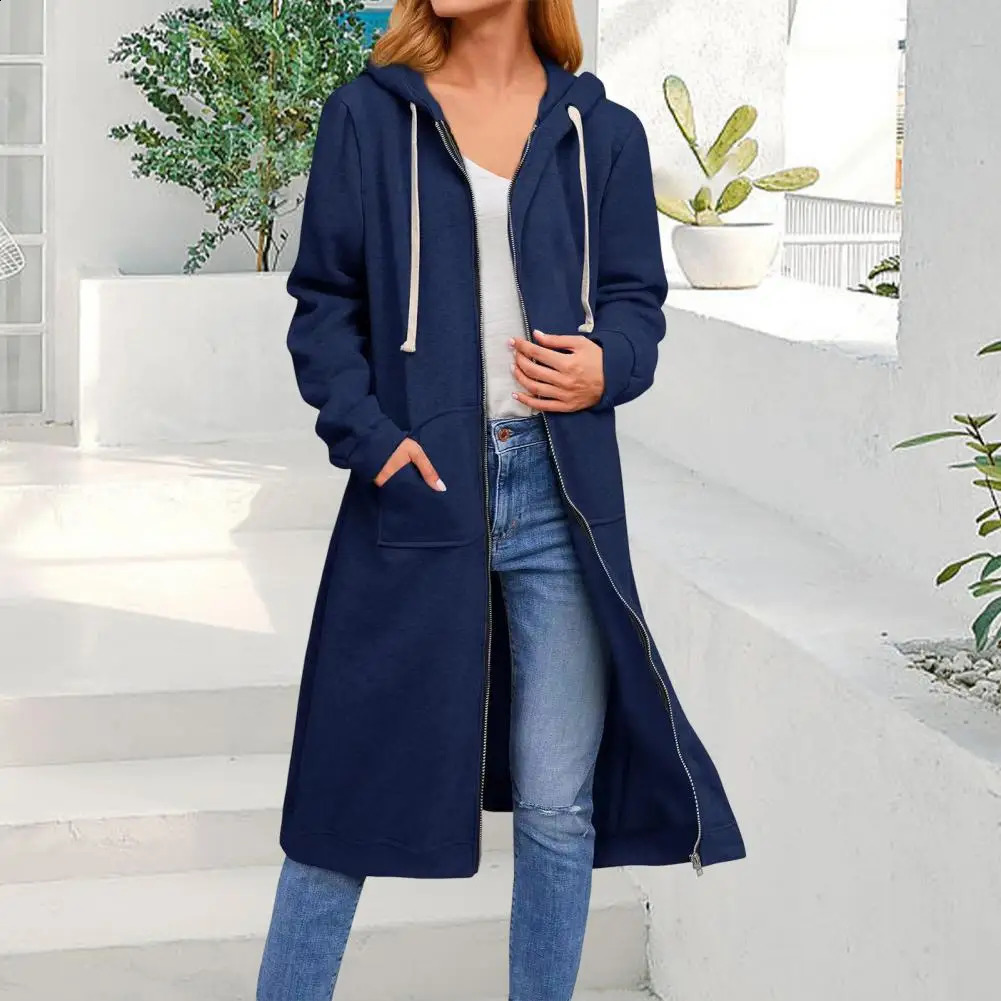 Simple Cardigan Warm Cotton Blend Long Length Women Winter Coat 240819