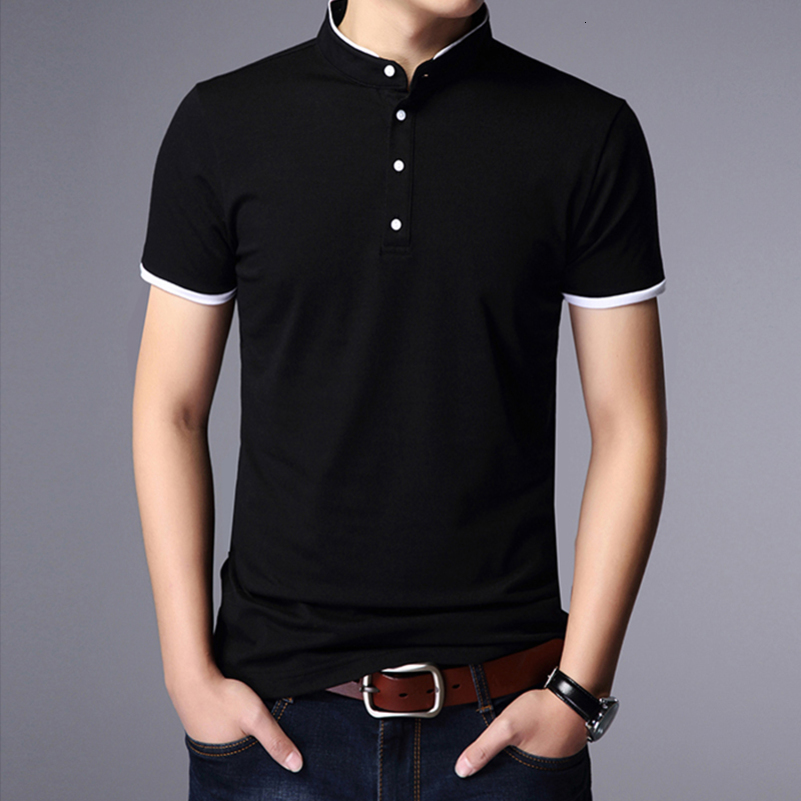 Mens Business Casual Polo Short Sleeve T-shirt Summer Comfortable and Breathable Solid Cotton Top 240816
