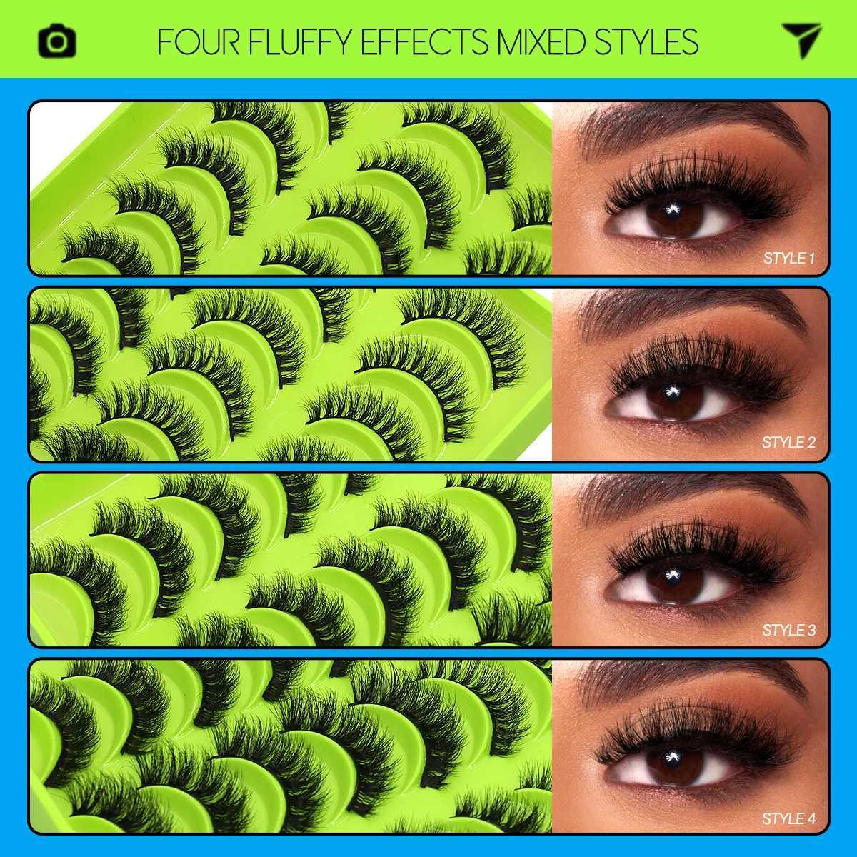 Groinneya eyelashes 5/10/20 double 3D artificial mink fluffy false eyelashes dramatic curly eyelashes eyelash extension makeup W240803